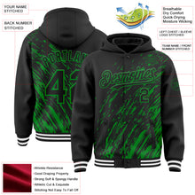 Load image into Gallery viewer, Custom Black Black-Grass Green 3D Pattern Design Bomber Full-Snap Varsity Letterman Hoodie Jacket