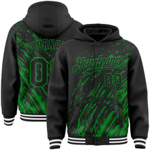 Load image into Gallery viewer, Custom Black Black-Grass Green 3D Pattern Design Bomber Full-Snap Varsity Letterman Hoodie Jacket