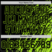 Load image into Gallery viewer, Custom Black Black-Neon Green 3D Pattern Design Bomber Full-Snap Varsity Letterman Hoodie Jacket