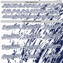 Load image into Gallery viewer, Custom White White-Navy 3D Pattern Design Bomber Full-Snap Varsity Letterman Hoodie Jacket