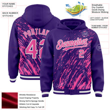 Load image into Gallery viewer, Custom Purple Pink-White 3D Pattern Design Bomber Full-Snap Varsity Letterman Hoodie Jacket