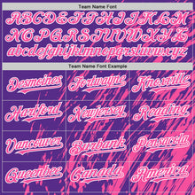 Load image into Gallery viewer, Custom Purple Pink-White 3D Pattern Design Bomber Full-Snap Varsity Letterman Hoodie Jacket