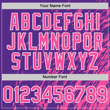 Load image into Gallery viewer, Custom Purple Pink-White 3D Pattern Design Bomber Full-Snap Varsity Letterman Hoodie Jacket