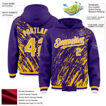 Load image into Gallery viewer, Custom Purple Gold-White 3D Pattern Design Bomber Full-Snap Varsity Letterman Hoodie Jacket