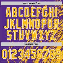 Load image into Gallery viewer, Custom Purple Gold-White 3D Pattern Design Bomber Full-Snap Varsity Letterman Hoodie Jacket