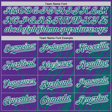 Load image into Gallery viewer, Custom Purple Teal-White 3D Pattern Design Bomber Full-Snap Varsity Letterman Hoodie Jacket