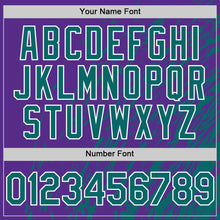 Load image into Gallery viewer, Custom Purple Teal-White 3D Pattern Design Bomber Full-Snap Varsity Letterman Hoodie Jacket