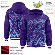 Load image into Gallery viewer, Custom Purple Purple-Light Blue 3D Pattern Design Bomber Full-Snap Varsity Letterman Hoodie Jacket