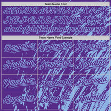 Load image into Gallery viewer, Custom Purple Purple-Light Blue 3D Pattern Design Bomber Full-Snap Varsity Letterman Hoodie Jacket