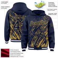 Load image into Gallery viewer, Custom Navy Navy-Old Gold 3D Pattern Design Bomber Full-Snap Varsity Letterman Hoodie Jacket