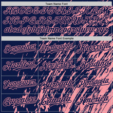 Load image into Gallery viewer, Custom Navy Navy-Medium Pink 3D Pattern Design Bomber Full-Snap Varsity Letterman Hoodie Jacket