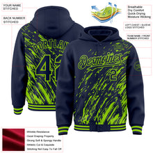 Load image into Gallery viewer, Custom Navy Navy-Neon Green 3D Pattern Design Bomber Full-Snap Varsity Letterman Hoodie Jacket