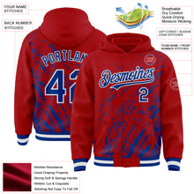 Load image into Gallery viewer, Custom Red Royal-White 3D Pattern Design Bomber Full-Snap Varsity Letterman Hoodie Jacket