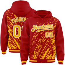 Load image into Gallery viewer, Custom Red Gold-White 3D Pattern Design Bomber Full-Snap Varsity Letterman Hoodie Jacket