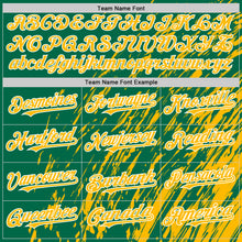 Load image into Gallery viewer, Custom Kelly Green Gold-White 3D Pattern Design Bomber Full-Snap Varsity Letterman Hoodie Jacket