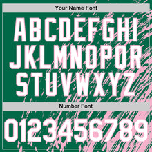 Load image into Gallery viewer, Custom Kelly Green White-Light Pink 3D Pattern Design Bomber Full-Snap Varsity Letterman Hoodie Jacket