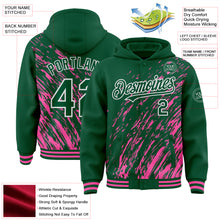 Load image into Gallery viewer, Custom Pink Kelly Green-White 3D Pattern Design Bomber Full-Snap Varsity Letterman Hoodie Jacket
