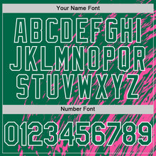 Load image into Gallery viewer, Custom Pink Kelly Green-White 3D Pattern Design Bomber Full-Snap Varsity Letterman Hoodie Jacket