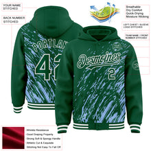 Load image into Gallery viewer, Custom Light Blue Kelly Green-White 3D Pattern Design Bomber Full-Snap Varsity Letterman Hoodie Jacket