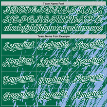 Load image into Gallery viewer, Custom Light Blue Kelly Green-White 3D Pattern Design Bomber Full-Snap Varsity Letterman Hoodie Jacket