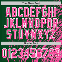 Load image into Gallery viewer, Custom Kelly Green Pink-White 3D Pattern Design Bomber Full-Snap Varsity Letterman Hoodie Jacket