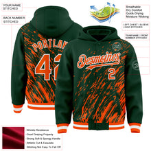 Load image into Gallery viewer, Custom Green Orange-White 3D Pattern Design Bomber Full-Snap Varsity Letterman Hoodie Jacket