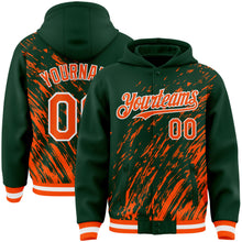 Load image into Gallery viewer, Custom Green Orange-White 3D Pattern Design Bomber Full-Snap Varsity Letterman Hoodie Jacket