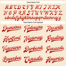 Laden Sie das Bild in den Galerie-Viewer, Custom Cream Red Bomber Full-Snap Varsity Faux Leather Letterman Jacket