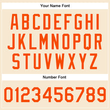 Загрузить изображение в средство просмотра галереи, Custom Cream Orange Bomber Full-Snap Varsity Faux Leather Letterman Jacket