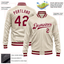 Load image into Gallery viewer, Custom Cream Maroon Bomber Full-Snap Varsity Faux Leather Letterman Jacket