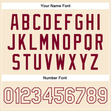 Загрузить изображение в средство просмотра галереи, Custom Cream Cream-Maroon Bomber Full-Snap Varsity Faux Leather Letterman Jacket