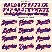 Load image into Gallery viewer, Custom Cream Purple Pink-Black Bomber Full-Snap Varsity Faux Leather Letterman Jacket