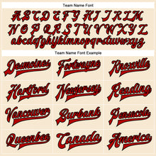 Загрузить изображение в средство просмотра галереи, Custom Cream Red-Black Bomber Full-Snap Varsity Faux Leather Letterman Jacket