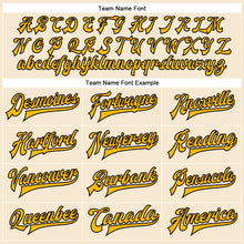 Загрузить изображение в средство просмотра галереи, Custom Cream Gold-Black Bomber Full-Snap Varsity Faux Leather Letterman Jacket