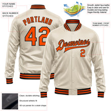 Загрузить изображение в средство просмотра галереи, Custom Cream Orange-Black Bomber Full-Snap Varsity Faux Leather Letterman Jacket