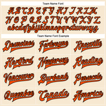 Загрузить изображение в средство просмотра галереи, Custom Cream Orange-Black Bomber Full-Snap Varsity Faux Leather Letterman Jacket