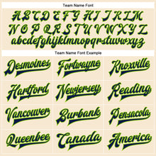 Load image into Gallery viewer, Custom Cream Navy-Neon Green Bomber Full-Snap Varsity Faux Leather Letterman Jacket