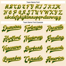 Load image into Gallery viewer, Custom Cream Green-Gold Bomber Full-Snap Varsity Faux Leather Letterman Jacket