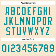 Load image into Gallery viewer, Custom Cream Teal Bomber Full-Snap Varsity Faux Leather Letterman Jacket