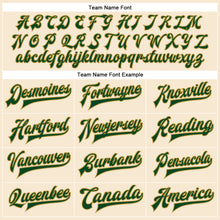 Load image into Gallery viewer, Custom Cream Green-Old Gold Bomber Full-Snap Varsity Faux Leather Letterman Jacket