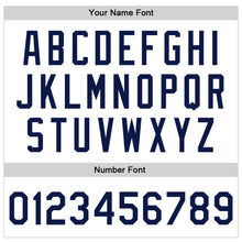 Load image into Gallery viewer, Custom White Navy Bomber Full-Snap Varsity Faux Leather Letterman Jacket