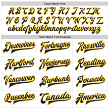 Laden Sie das Bild in den Galerie-Viewer, Custom White Navy-Gold Bomber Full-Snap Varsity Faux Leather Letterman Jacket