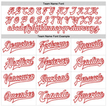 Laden Sie das Bild in den Galerie-Viewer, Custom White White-Red Bomber Full-Snap Varsity Faux Leather Letterman Jacket