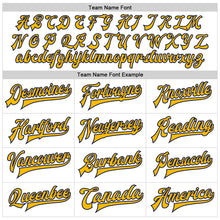 Laden Sie das Bild in den Galerie-Viewer, Custom White Gold-Navy Bomber Full-Snap Varsity Faux Leather Letterman Jacket