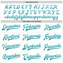 Laden Sie das Bild in den Galerie-Viewer, Custom White Teal Bomber Full-Snap Varsity Faux Leather Letterman Jacket