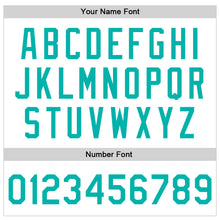 Laden Sie das Bild in den Galerie-Viewer, Custom White Aqua Bomber Full-Snap Varsity Faux Leather Letterman Jacket