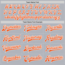 Load image into Gallery viewer, Custom Gray Orange-White Bomber Full-Snap Varsity Faux Leather Letterman Jacket