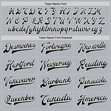 Load image into Gallery viewer, Custom Gray Black-White Bomber Full-Snap Varsity Faux Leather Letterman Jacket