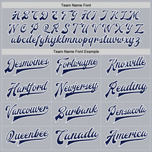 Load image into Gallery viewer, Custom Gray Navy-White Bomber Full-Snap Varsity Faux Leather Letterman Jacket