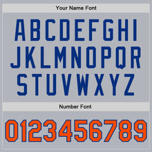 Load image into Gallery viewer, Custom Gray Orange-Royal Bomber Full-Snap Varsity Faux Leather Letterman Jacket